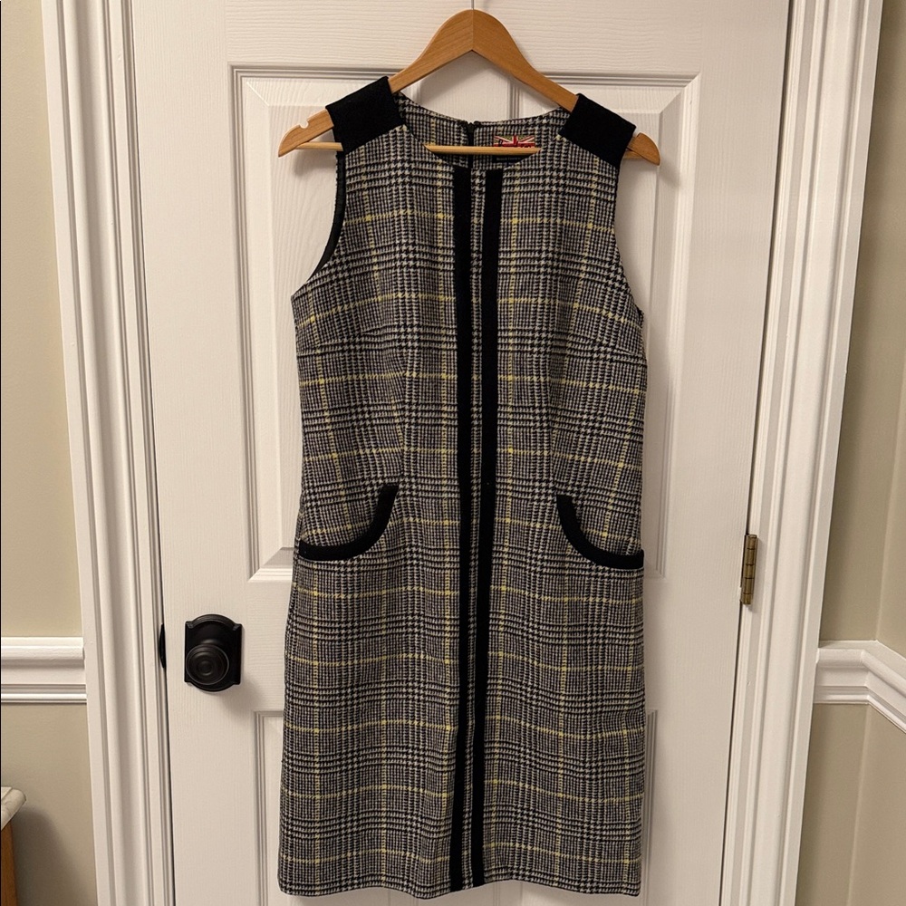 Boden Black and White Plaid Mini Dress